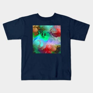 Red Green and Brown Vivid Cosmic Clouds Kids T-Shirt